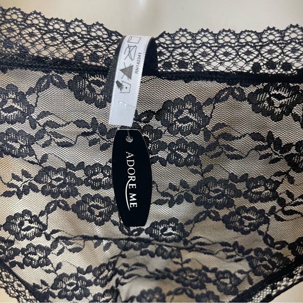 New Adore Me black floral lace hipster panties sz S - Picture 4 of 6